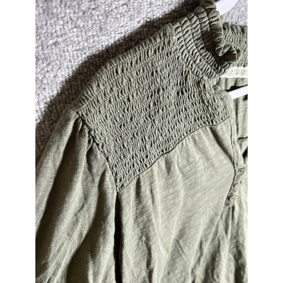 Knox Rose Puff Sleeve V-Neck Smocked Top Womens Size XXL Shirt‎ Olive Green - Picture 8 of 11
